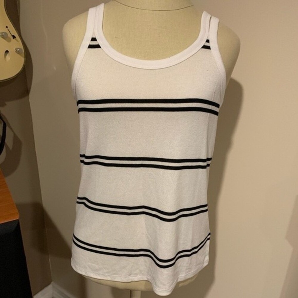 Gap extra small tank top. White with thin black stripes. Double shoulder straps.
